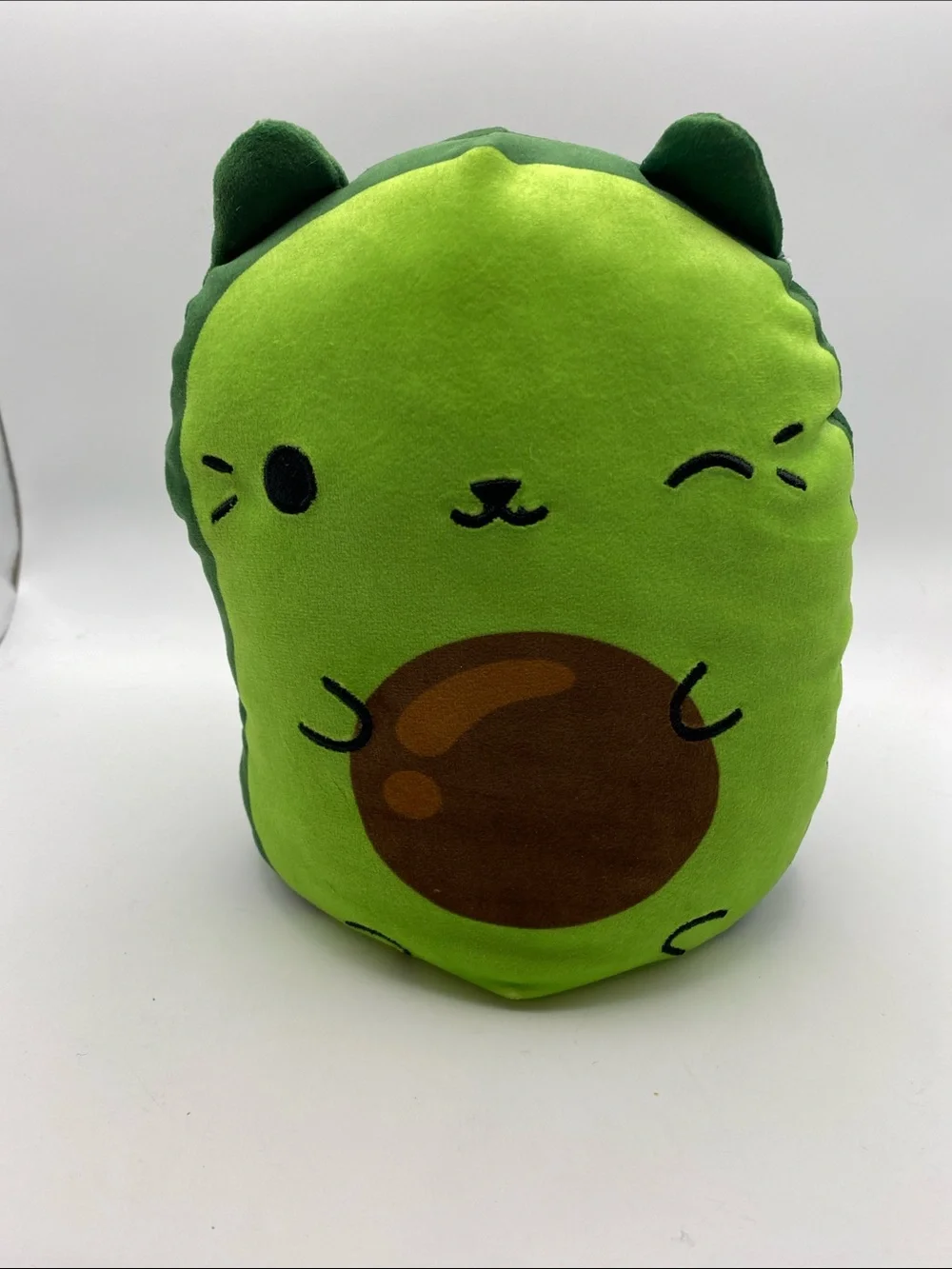Green Avocado Cat Plush Toy - Soft Pet Play Pillow